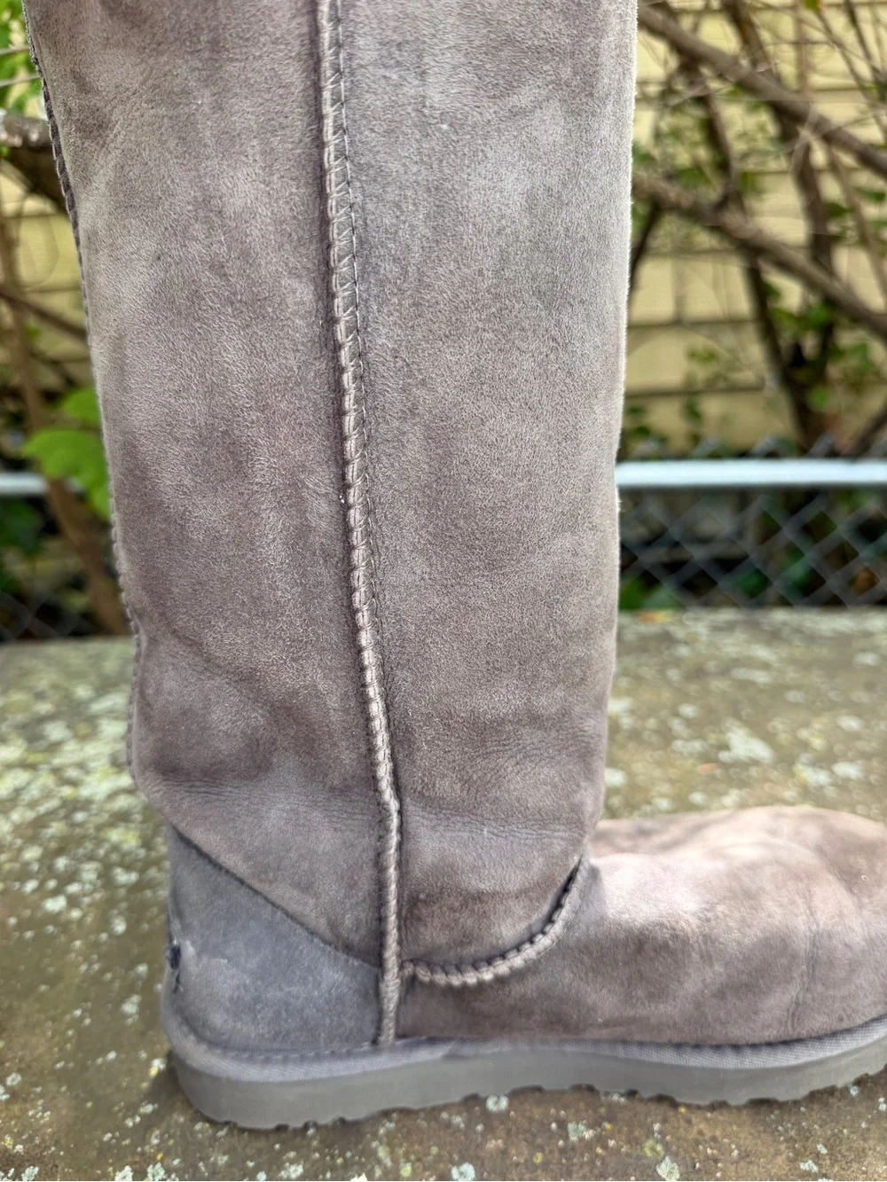 UGG Tall Button-Accent Suede Boots - Gray